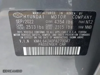 2023 Hyundai Sonata SEL with VIN KMHL64JA0PA270047, listed as a IAAI auction lot 42022365 with 57,904 mi miles. Bid and sale history available at carsss.com. Image 9.