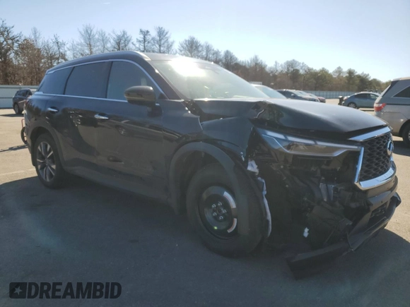 2025 Infiniti QX60 Luxe with VIN 5N1AL1FS0SC336139, listed as a Copart auction lot 47899355 with 3,100 mi miles and Salvage title. Bid and sale history available at DreamBid. Image 4.