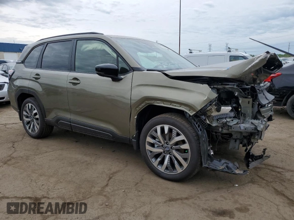 2025 Subaru Forester Touring with VIN JF2SLDTC3SH460756, listed as a Copart auction lot 58800695 with 1,185 mi miles and Salvage title. Bid and sale history available at DreamBid. Image 4.