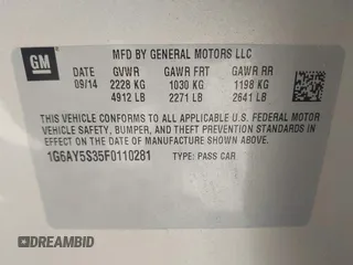 2015 Cadillac CTS Performance AWD with VIN 1G6AY5S35F0110281, listed as a IAAI auction lot 41670400 with 103,121 mi miles and . Bid and sale history available at DreamBid. Image 9.