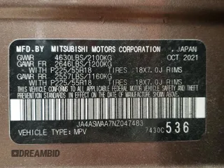 2022 Mitsubishi Eclipse Cross SE с VIN JA4ASWAA7NZ047483, выставлен на аукционе Copart как лот 51281385 с пробегом 35 393 миль миль и Списание • Salvage title. История ставок и продаж доступна на DreamBid. Изображение 13.