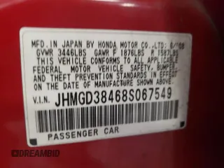 2008 Honda Fit with VIN JHMGD38468S067549, listed as a Copart auction lot 52233615 with 229,311 mi miles and Salvage Title. Bid and sale history available at carsss.com. Image 12.
