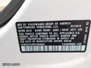 2015 Volkswagen Passat 1.8T Limited Edition with VIN 1VWAS7A30FC094529, listed as a IAAI auction lot 41531323 with 151,294 mi miles. Bid and sale history available at carsss.com. Image 9.