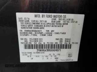 2016 Ford Flex SEL with VIN 2FMHK6C80GBA04071, listed as a Copart auction lot 51068715 with 104,216 mi miles and Salvage Title. Bid and sale history available at carsss.com. Image 15.