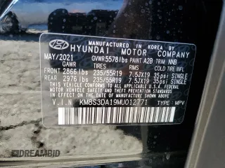2021 Hyundai Santa Fe Hybrid SEL Premium with VIN KM8S3DA19MU012771, listed as a Copart auction lot 78524284 with 19,982 mi miles and Salvage Title. Bid and sale history available at carsss.com. Image 13.
