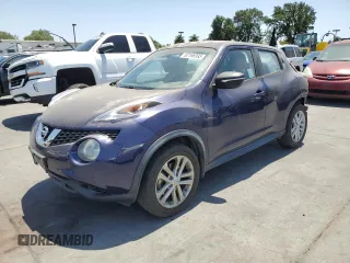 2015 Nissan Juke SV with VIN JN8AF5MR7FT502105, listed as a Copart auction lot 60166995 with 43,968 mi miles and Salvage title. Bid and sale history available at DreamBid. Image 1.