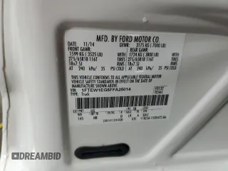 2015 Ford F-150 XLT with VIN 1FTEW1EG5FFA25014, listed as a Copart auction lot 58735625 with 146,657 mi miles and Salvage title. Bid and sale history available at DreamBid. Image 12.