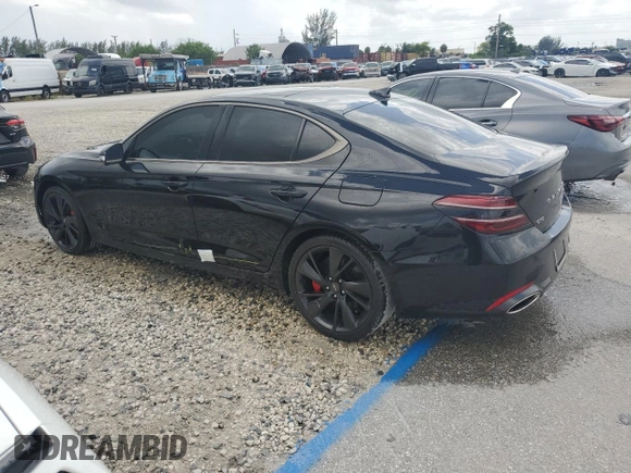 2023 Genesis G70 3.3T with VIN KMTG54TE1PU117945, listed as a Copart auction lot 63281494 with 10,532 mi miles and Non Repairable. Bid and sale history available at carsss.com. Image 2.