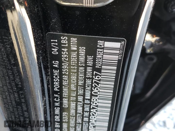 2011 Porsche Panamera S с VIN WP0AB2A76BL062767, выставлен на аукционе Copart как лот 83743974 с пробегом 92 083 миль миль и Списание • Salvage title. История ставок и продаж доступна на DreamBid. Изображение 12.
