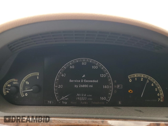 2008 Mercedes-Benz S 550 with VIN WDDNG71X18A165072, listed as a Copart auction lot 54679485 with 192,223 mi miles and Clean Title. Bid and sale history available at DreamBid. Image 9.
