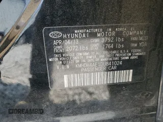 2013 Hyundai Elantra GLS with VIN KMHDH4AE1DU841024, listed as a Copart auction lot 58762515 with 166,470 mi miles and Salvage title. Bid and sale history available at DreamBid. Image 12.