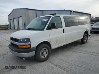 2019 Chevrolet Express Passenger LT with VIN 1GAZGPFG0K1299835, listed as a Copart auction lot 48758205 with 77,973 mi miles and Salvage title. Bid and sale history available at DreamBid. Image 1.