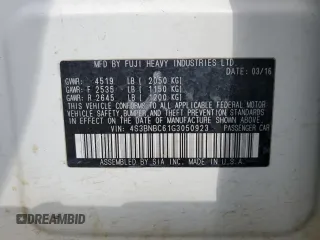 2016 Subaru Legacy Premium z VIN 4S3BNBC61G3050923, wystawiony jako Copart lot #66814874 z przebiegiem Nie podano mil oraz Szkoda całkowita • Salvage title. Historia ofert i sprzedaży dostępna na DreamBid. Obrazek 13.