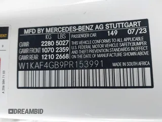 2023 Mercedes-Benz C 300 with VIN W1KAF4GB9PR153991, listed as a IAAI auction lot 42072572 with 21,560 mi miles and . Bid and sale history available at DreamBid. Image 9.