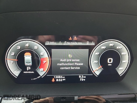 2023 Audi S3 Prestige z VIN WAUJ3DGYXPA054762, wystawiony jako Copart lot #55529074 z przebiegiem 13 684 mil mil oraz Szkody całkowita. Historia ofert i sprzedaży dostępna na DreamBid. Obrazek 9.