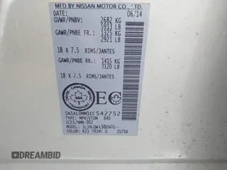 2014 Infiniti QX60 with VIN 5N1AL0MM1EC542752, listed as a IAAI auction lot 41682429 with 134,712 mi miles. Bid and sale history available at carsss.com. Image 9.