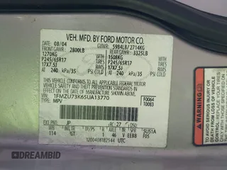2005 Ford Explorer XLT with VIN 1FMZU73K65UA13770, listed as a IAAI auction lot 42505142 with 184,439 mi miles and . Bid and sale history available at DreamBid. Image 9.