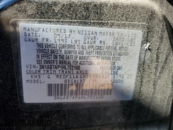 2017 Nissan Sentra SV with VIN 3N1AB7AP1HL722100, listed as a Copart auction lot 53666915 with 147,299 mi miles and Salvage Title. Bid and sale history available at carsss.com. Image 14.