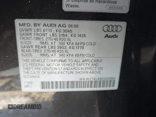 2009 Audi Q7 with VIN WA1AY74L69D002880, listed as a IAAI auction lot 41416826 with 157,344 mi miles. Bid and sale history available at carsss.com. Image 9.