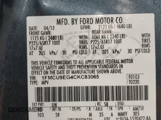 2012 Ford Escape Limited with VIN 1FMCU9EG4CKC83065, listed as a Copart auction lot 86777604 with 212,658 mi miles and Non repairable. Bid and sale history available at DreamBid. Image 14.