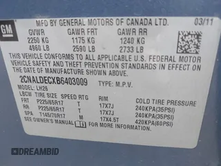 2011 Chevrolet Equinox LT w/1LT with VIN 2CNALDECXB6403009, listed as a IAAI auction lot 42007548 with 175,800 mi miles. Bid and sale history available at carsss.com. Image 9.