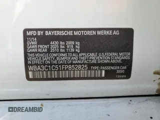 2015 BMW 3 Series 328i with VIN WBA3C1C51FP852825, listed as a Copart auction lot 53169305 with 184,383 mi miles and Salvage title. Bid and sale history available at DreamBid. Image 12.