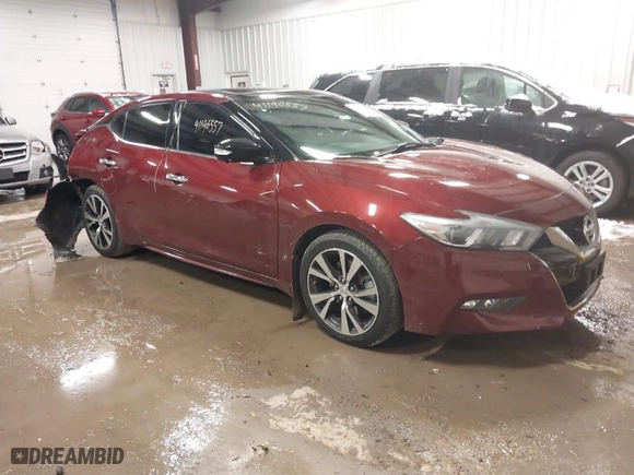 2017 Nissan Maxima Platinum with VIN 1N4AA6AP8HC434618, listed as a IAAI auction lot 41196557 with 47,363 mi miles. Bid and sale history available at carsss.com. Image 1.