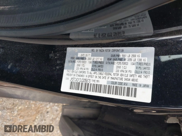 2018 Mazda CX-9 Grand Touring with VIN JM3TCADY3J0205878, listed as a IAAI auction lot 42178507 with 243,703 mi miles and . Bid and sale history available at DreamBid. Image 9.