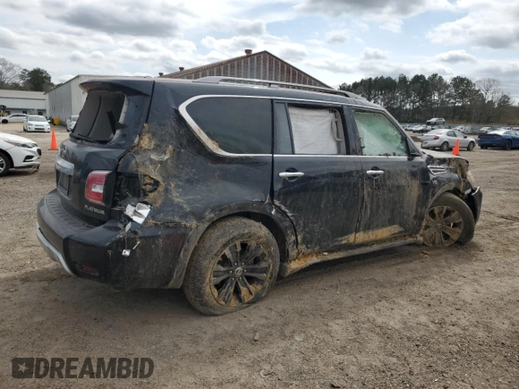 2017 Nissan Armada Platinum with VIN JN8AY2NF8H9301150, listed as a Copart auction lot 48145165 with 121,835 mi miles and Salvage Title. Bid and sale history available at carsss.com. Image 3.
