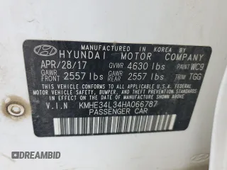 2017 Hyundai Sonata Hybrid Limited with VIN KMHE34L34HA066787, listed as a Copart auction lot 64254933 with 66,271 mi miles. Bid and sale history available at carsss.com. Image 13.