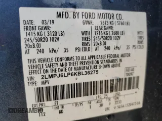 2019 Lincoln Nautilus Reserve with VIN 2LMPJ6LP6KBL36275, listed as a Copart auction lot 44921115 with Not provided miles and Non repairable. Bid and sale history available at DreamBid. Image 13.