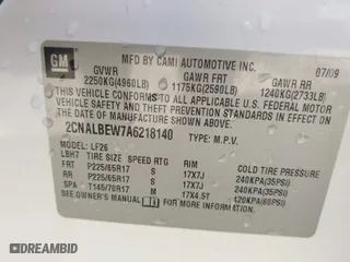 2010 Chevrolet Equinox LS with VIN 2CNALBEW7A6218140, listed as a IAAI auction lot 41809510 with 132,919 mi miles. Bid and sale history available at carsss.com. Image 9.