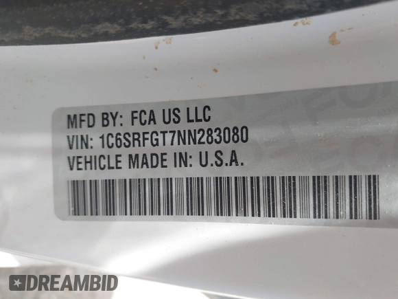 2022 Ram 1500 Tradesman с VIN 1C6SRFGT7NN283080, выставлен на аукционе IAAI как лот 42114850 с пробегом 117 762 миль миль и . История ставок и продаж доступна на DreamBid. Изображение 8.