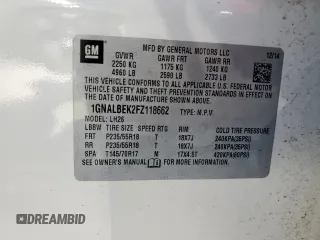 2015 Chevrolet Equinox LT with VIN 1GNALBEK2FZ118662, listed as a Copart auction lot 53405045 with 177,208 mi miles and Clean Title. Bid and sale history available at carsss.com. Image 13.