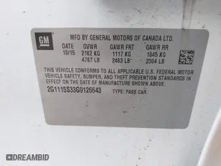 2016 Chevrolet Impala LT with VIN 2G1115S33G9126643, listed as a IAAI auction lot 41930464 with 149,829 mi miles. Bid and sale history available at carsss.com. Image 9.
