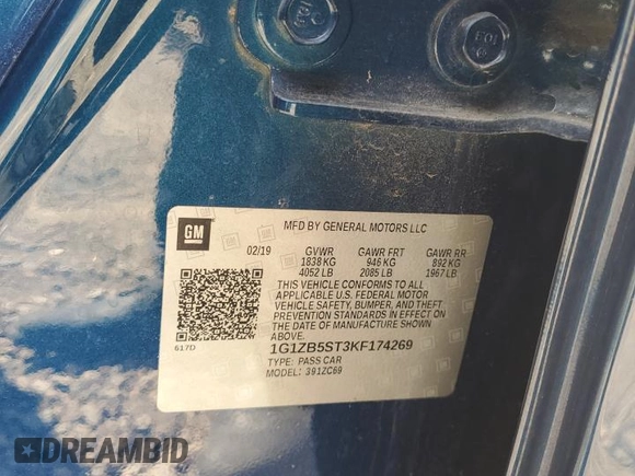 2019 Chevrolet Malibu LS with VIN 1G1ZB5ST3KF174269, listed as a Copart auction lot 48034265 with 132,827 mi miles and Salvage Title. Bid and sale history available at DreamBid. Image 14.