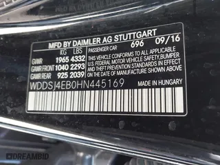 2017 Mercedes-Benz CLA with VIN WDDSJ4EB0HN445169, listed as a IAAI auction lot 42015788 with 58,900 mi miles. Bid and sale history available at carsss.com. Image 9.