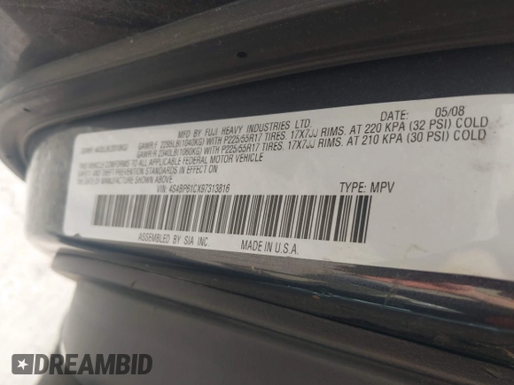 2009 Subaru Outback Special Edition с VIN 4S4BP61CX97313816, выставлен на аукционе IAAI как лот 42455259 с пробегом 202 323 миль миль и . История ставок и продаж доступна на DreamBid. Изображение 9.