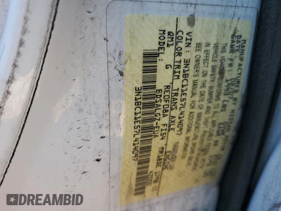 2007 Nissan Versa 1.8 SL with VIN 3N1BC11E57L414097, listed as a Copart auction lot 46945525 with 81,788 mi miles and Salvage Title. Bid and sale history available at carsss.com. Image 13.