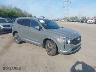 2021 Hyundai Santa Fe Calligraphy with VIN 5NMS5DAL8MH370726, listed as a IAAI auction lot 42099412 with 56,273 mi miles. Bid and sale history available at carsss.com. Image 1.