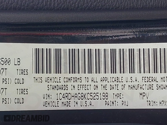 2019 Dodge Durango SXT Plus with VIN 1C4RDHAG8KC525198, listed as a IAAI auction lot 42022876 with 77,447 mi miles and . Bid and sale history available at DreamBid. Image 9.
