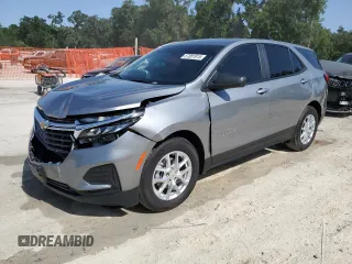 2024 Chevrolet Equinox LS z VIN 3GNAXHEG5RL358030, wystawiony jako Copart lot #57081615 z przebiegiem 9 648 mil mil oraz Szkoda całkowita • Salvage title. Historia ofert i sprzedaży dostępna na DreamBid. Obrazek 1.