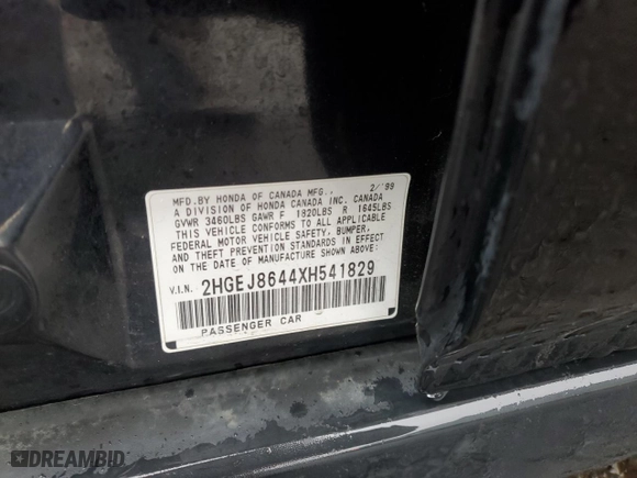 1999 Honda Civic EX with VIN 2HGEJ8644XH541829, listed as a Copart auction lot 45734025 with 129,960 mi miles and Salvage Title. Bid and sale history available at carsss.com. Image 14.