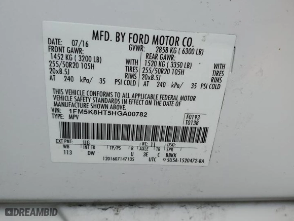 2017 Ford Explorer Platinum with VIN 1FM5K8HT5HGA00782, listed as a Copart auction lot 46966625 with 154,738 mi miles and Clean Title. Bid and sale history available at carsss.com. Image 14.