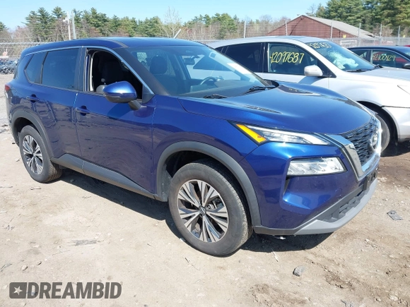 2022 Nissan Rogue SV with VIN 5N1BT3BB9NC709303, listed as a IAAI auction lot 42090732 with 21,455 mi miles. Bid and sale history available at carsss.com. Image 1.