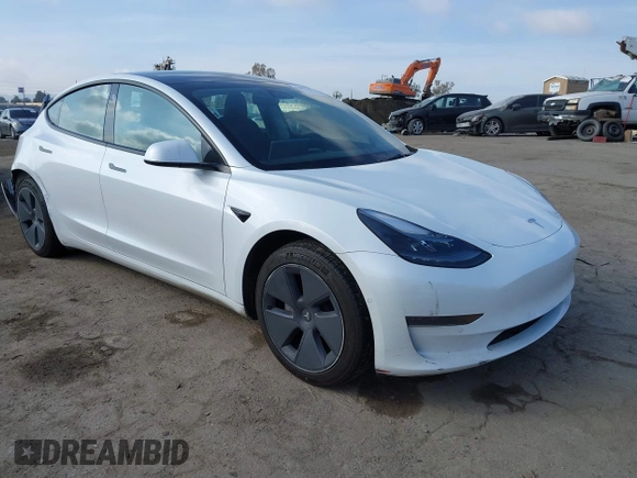 2022 Tesla Model 3 with VIN 5YJ3E1EA1NF167711, listed as a IAAI auction lot 41594266 with 50,554 mi miles and . Bid and sale history available at DreamBid. Image 1.