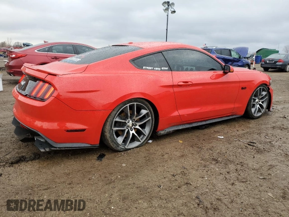 2015 Ford Mustang GT with VIN 1FA6P8CF4F5362273, listed as a Copart auction lot 47681355 with 88,927 mi miles and Salvage Title. Bid and sale history available at carsss.com. Image 3.