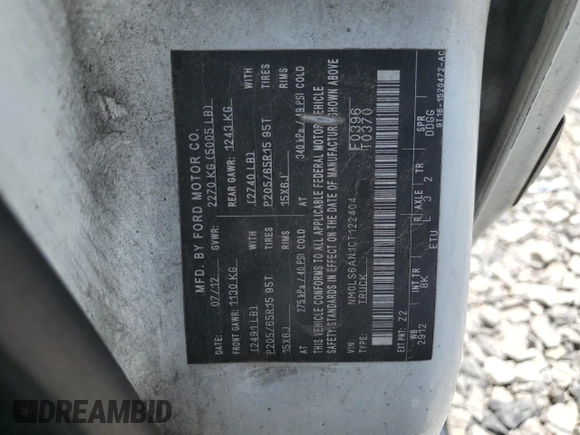 2012 Ford Transit Connect XL с VIN NM0LS6AN1CT122404, выставлен на аукционе Copart как лот 61028894 с пробегом 287 454 миль миль и Списание • Salvage title. История ставок и продаж доступна на DreamBid. Изображение 14.