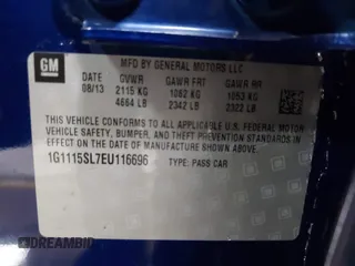 2014 Chevrolet Impala LT with VIN 1G1115SL7EU116696, listed as a IAAI auction lot 41044464 with 88,284 mi miles and . Bid and sale history available at DreamBid. Image 9.