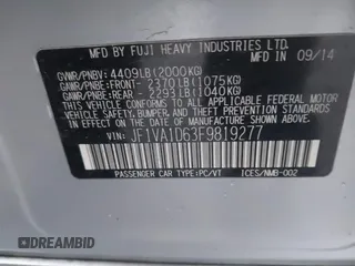 2015 Subaru WRX Premium с VIN JF1VA1D63F9819277, выставлен на аукционе IAAI как лот 41946532 с пробегом 112 783 миль миль и . История ставок и продаж доступна на DreamBid. Изображение 9.